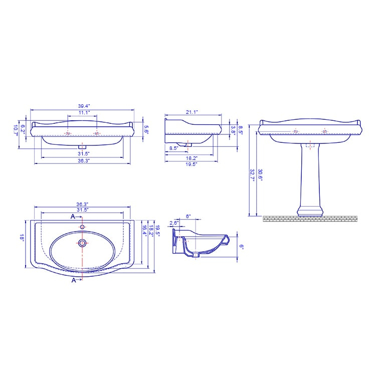 Nameeks 030400-Ped Bathroom Sink | Qualitybath.com within Nameeks 030400-Ped-Three Hole Cerastyle 39-2/5&amp;quot; Ceramic Pedestal - White