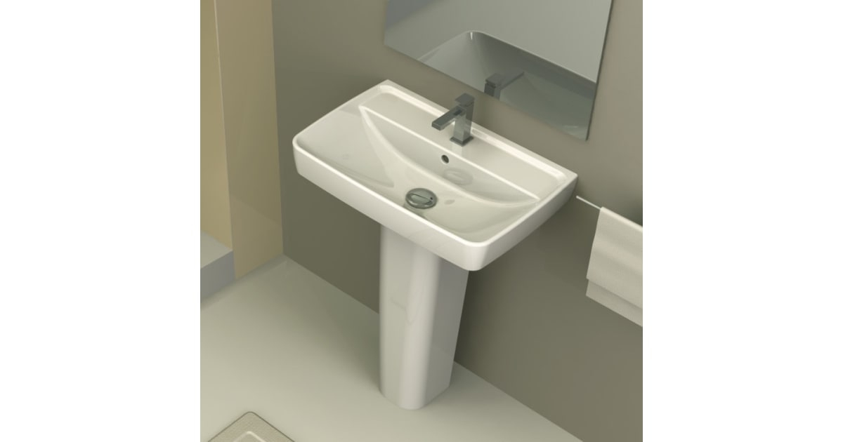 Nameeks Cerastyle 035100U-Ped-One Hole Duru 22-5/8&amp;quot; Rectangular Ceramic ... with Nameeks 030400-Ped-Three Hole Cerastyle 39-2/5&amp;quot; Ceramic Pedestal - White