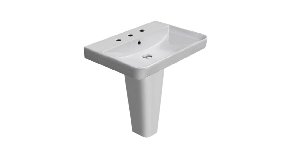 Nameeks Cerastyle 079600U-Ped-Three Hole Noura 23-5/8&amp;quot; Rectangular ... throughout Exploring the Design Features of Nameeks CeraStyle 079600-U White Rectangular Faucet