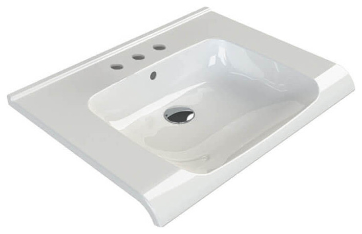 Nameeks Cerastyle 090600-U-Three Hole Anova 25-1/2&amp;quot; Rectangular ... regarding Nameeks 030300-Ped-Three Hole Cerastyle 31-1/2&amp;quot; Ceramic Pedestal - White