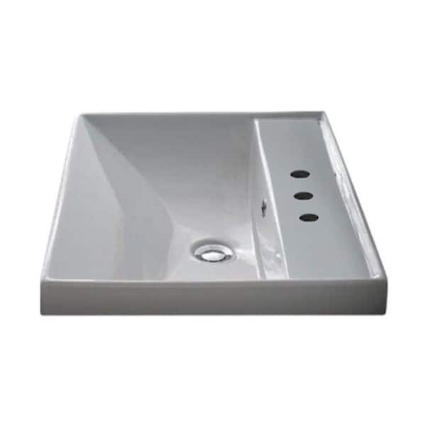 Nameeks Ml Wall Mounted Vessel Bathroom Sink In White With 3 Faucet ... for Exploring the Practical Benefits of the Nameeks 3004 White Ceramic Wall Fixture
