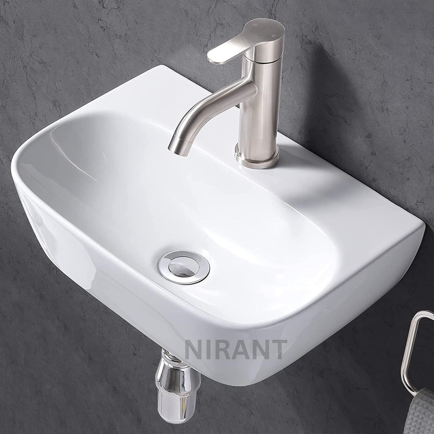 Nirant Ceramic Wall Mount Wash Basin | Wall Hung Glossy White Finish ... throughout The Complete Guide to Ceramic Wall Mount Fixtures in Contemporary Bathrooms