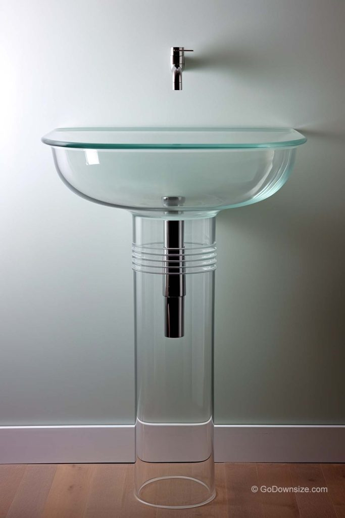 Pedestal Sinks For Small Bathrooms: 15 Beautiful Ideas | Godownsize within Eden Bath Eb_Gs43 Round Freeform Hoops Glass Vessel Sink In Charcoal Gray