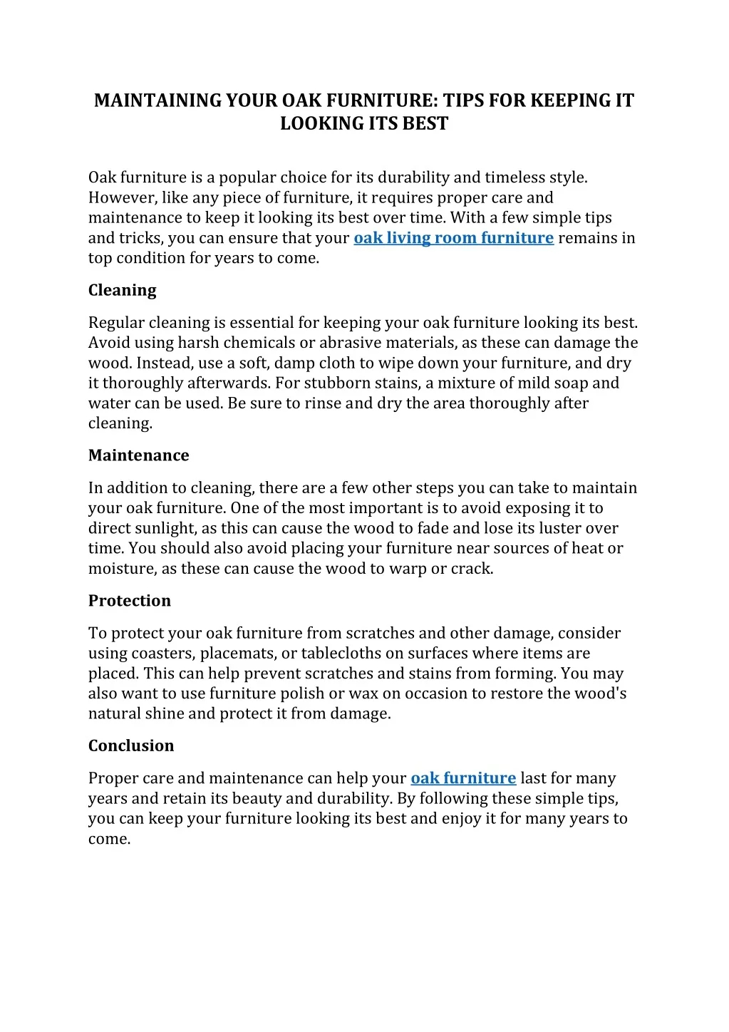 Ppt - Maintaining Your Oak Furniture: Tips For Keeping It Looking Its ... with regard to Swiss Madison Sm-Bv155 Concorde 24&amp;quot; Square Ceramic Console - Natural Oak