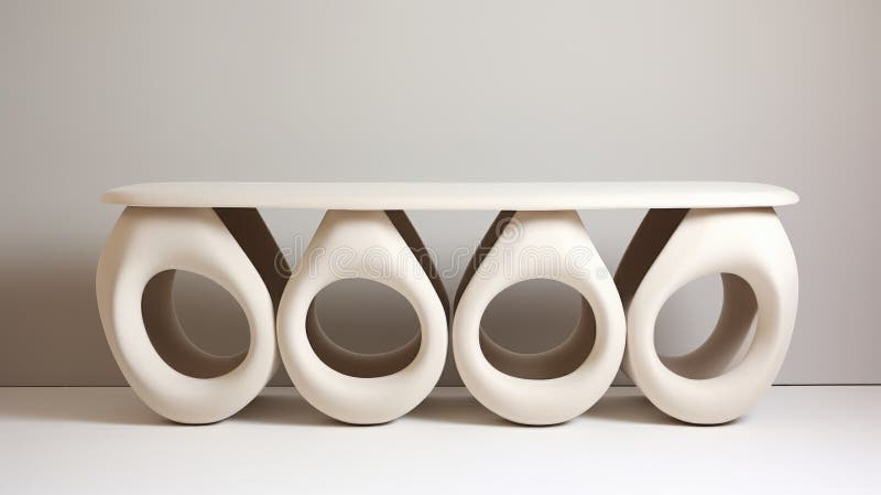 Surrealistic Ceramic Console Bench With Circular Shapes And Symmetrical ... for Swiss Madison Sm-Cs800 Monaco 15-3/4&amp;quot; Circular Ceramic Console - White /