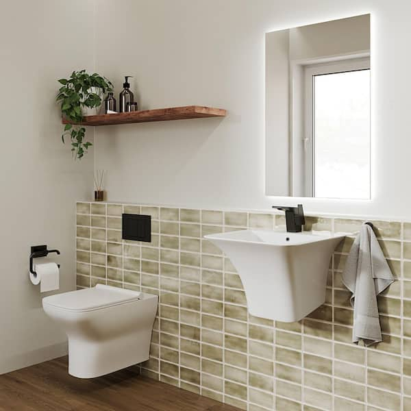 Swiss Madison Carre Ceramic Wall Mount Bathroom Sink In Glossy White Sm ... regarding The Swiss Madison SM-WS341 Carre 18 inch white ceramic wall mounted fixture explained simply