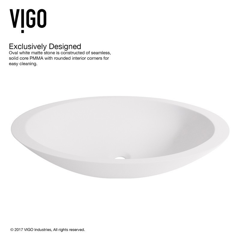 Vigo Vg04011 Wisteria Matte Stone Vessel Bathroom Sink - Kitchen And ... in Vigo Vg04011 Wisteria 23&amp;quot; L X 14&amp;quot; W X 4&amp;quot; H Oval Stone Composite - White