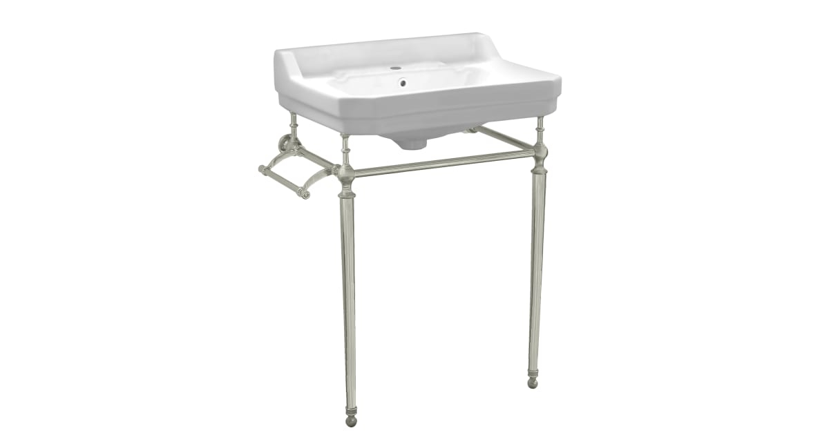 Whitehaus Whv024-L33-1H-Bn Victoriahaus 23-1/2&amp;quot; Rectangular Ceramic ... within Whitehaus Ar864-Gb001-1H Fixture Lavatory Console Vitreous China - White