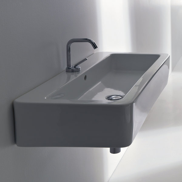 Ws Bath Collections Ego White Ceramic Rectangular Wall Mount Bathroom ... inside Ws Bath Collections Ego 3250 Dedrio 27-5/8&amp;quot; Ceramic Wall Mounted - White