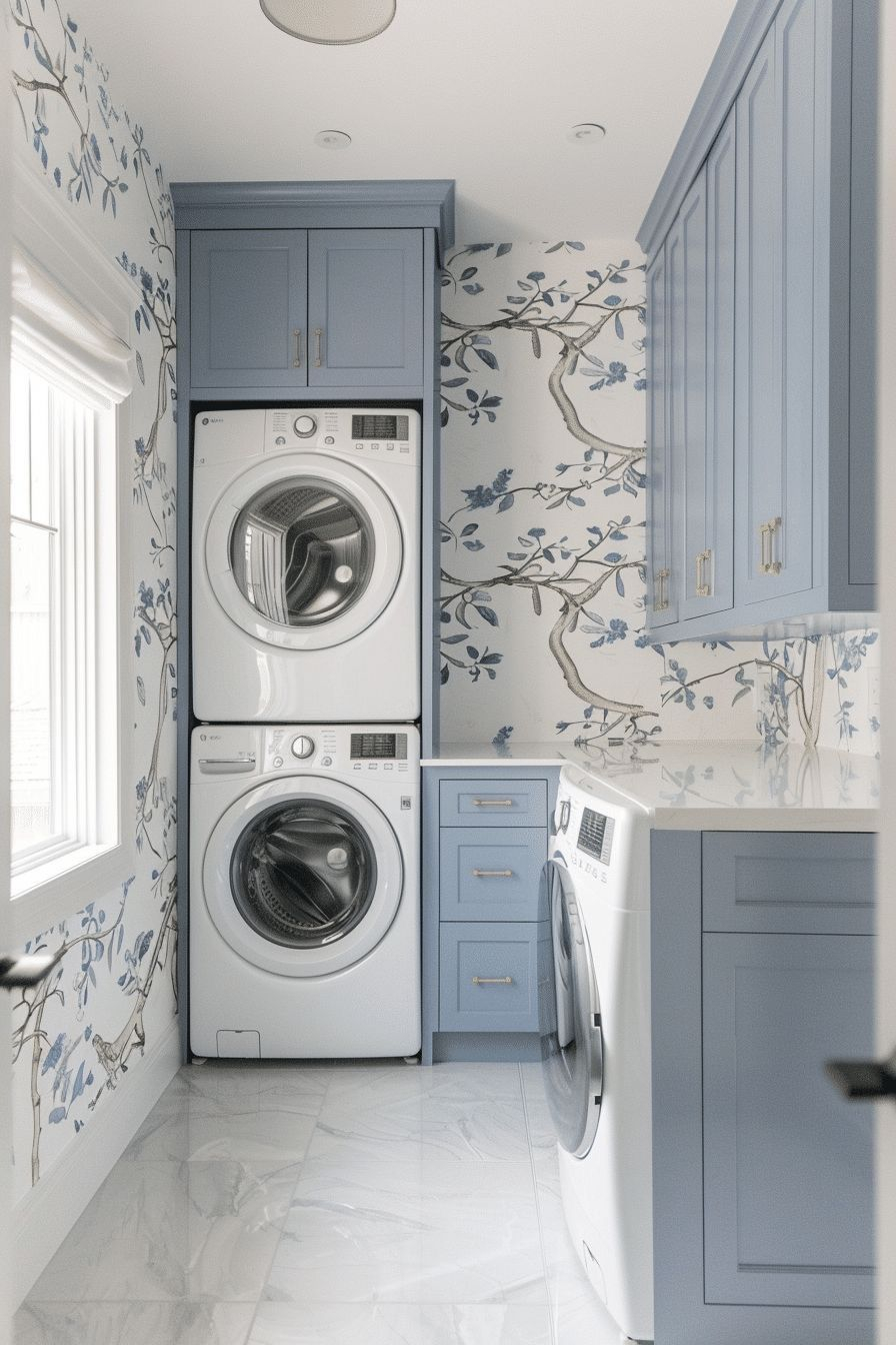 Pin By Aesthetic On معماري 🏗️ In 2025 | Laundry Room Wallpaper, Blue ... intended for Exploring the Cultural Impact of Laundry Room Blue Prince Trends