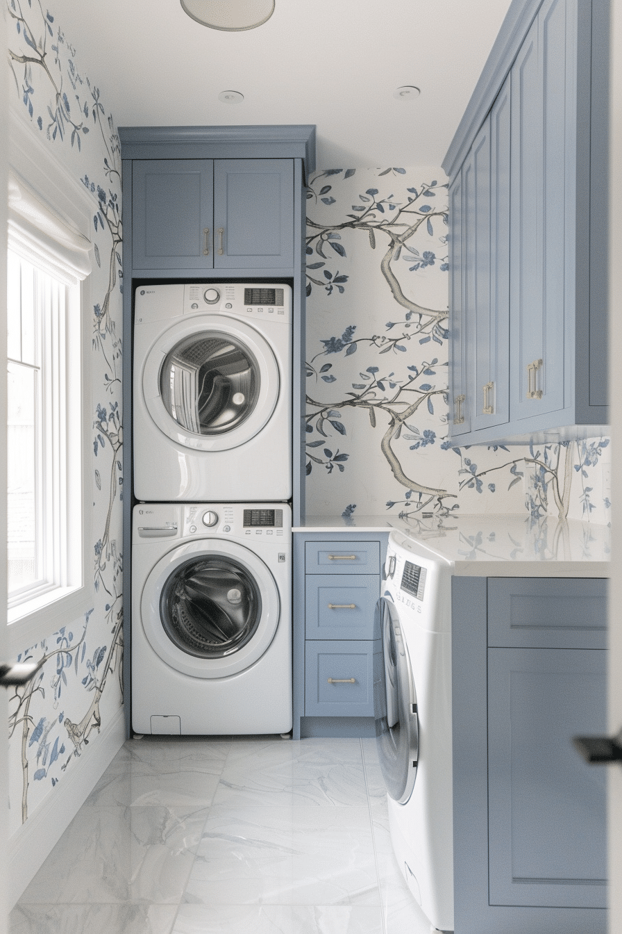 Transform Your Space: 25 Stunning Laundry Room Wallpaper Ideas | Blue ... for Transforming Your Laundry Room: The Ultimate Guide to Choosing the Right Wallpaper