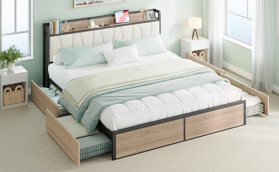 Comparing drawers and hydraulic lifts in modern California king storage beds 3