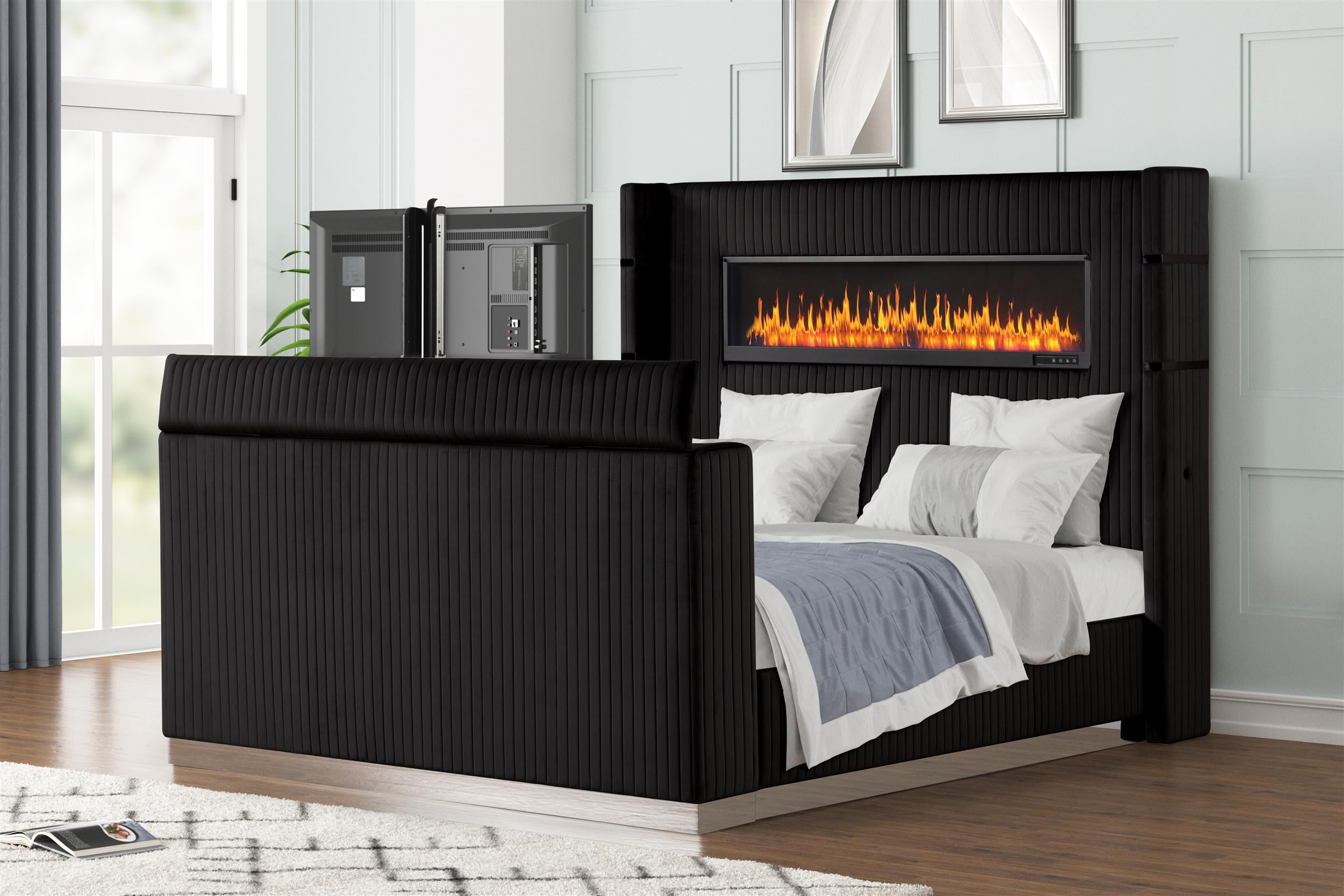 Expert Tips for Integrating a TV Lift and Fireplace into Your Bed Frame Design
