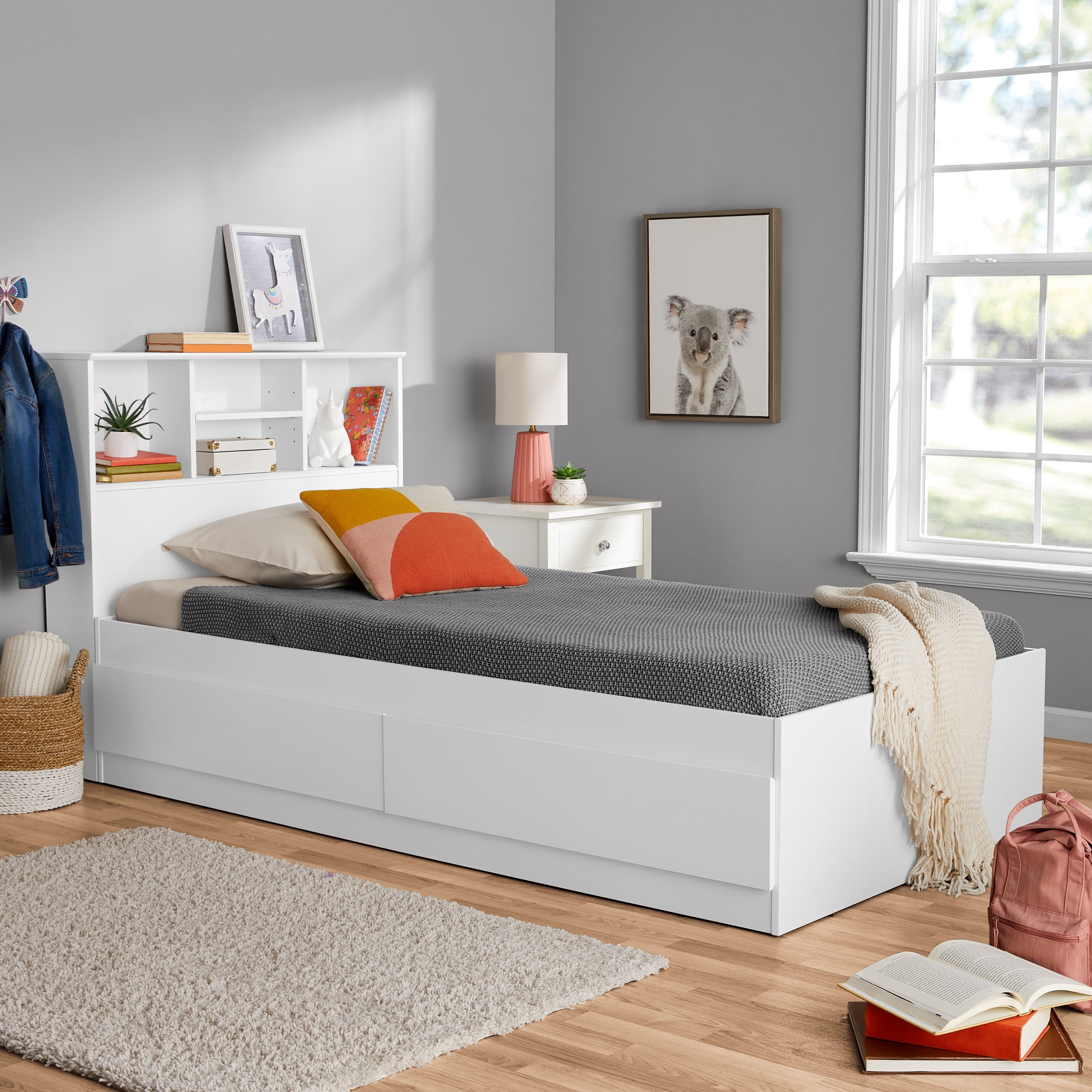 How a storage bed with a bookcase headboard changes small bedroom layouts 2
