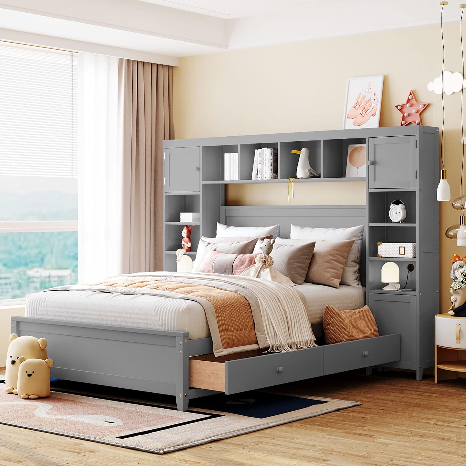 How a storage bed with a bookcase headboard changes small bedroom layouts