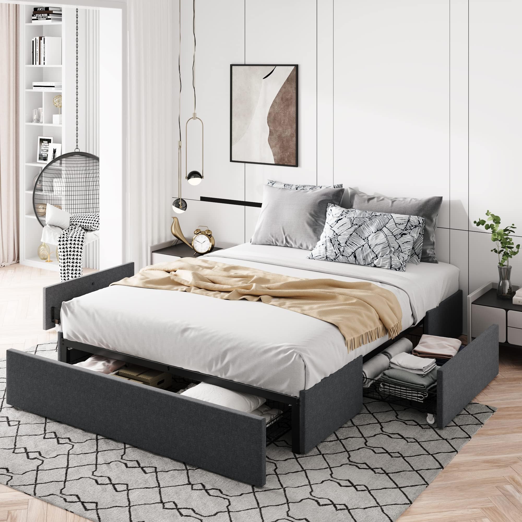 How to Balance Symmetry and Warmth with a Grey Full Size Bed Frame 3