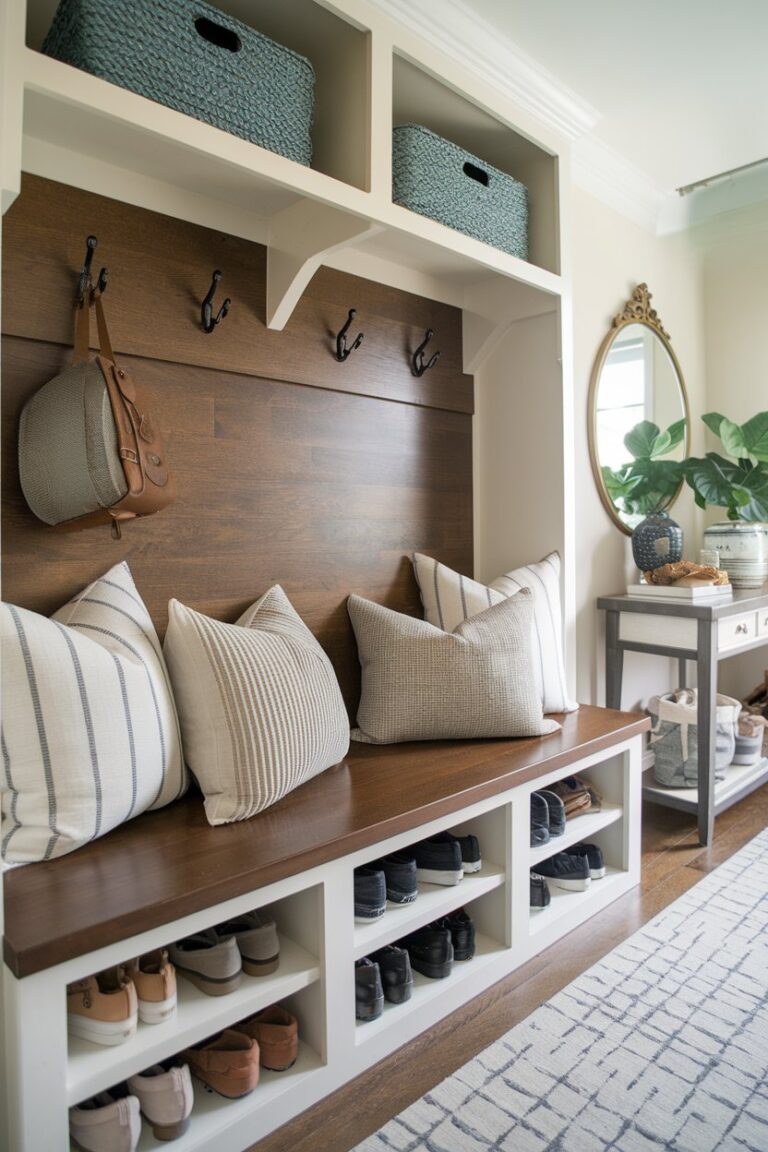 Small Space Solutions for a Mudroom Storage and Bench Without Clutter 4